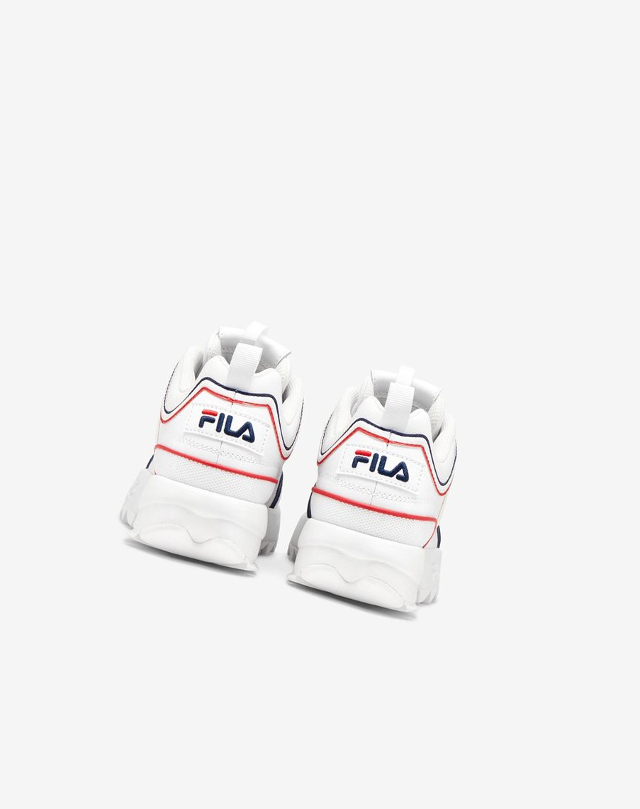 Fila Disruptor 2 Contrast Piping Sneakers Blancas Azul Marino Rojas | 02WQZXBFJ