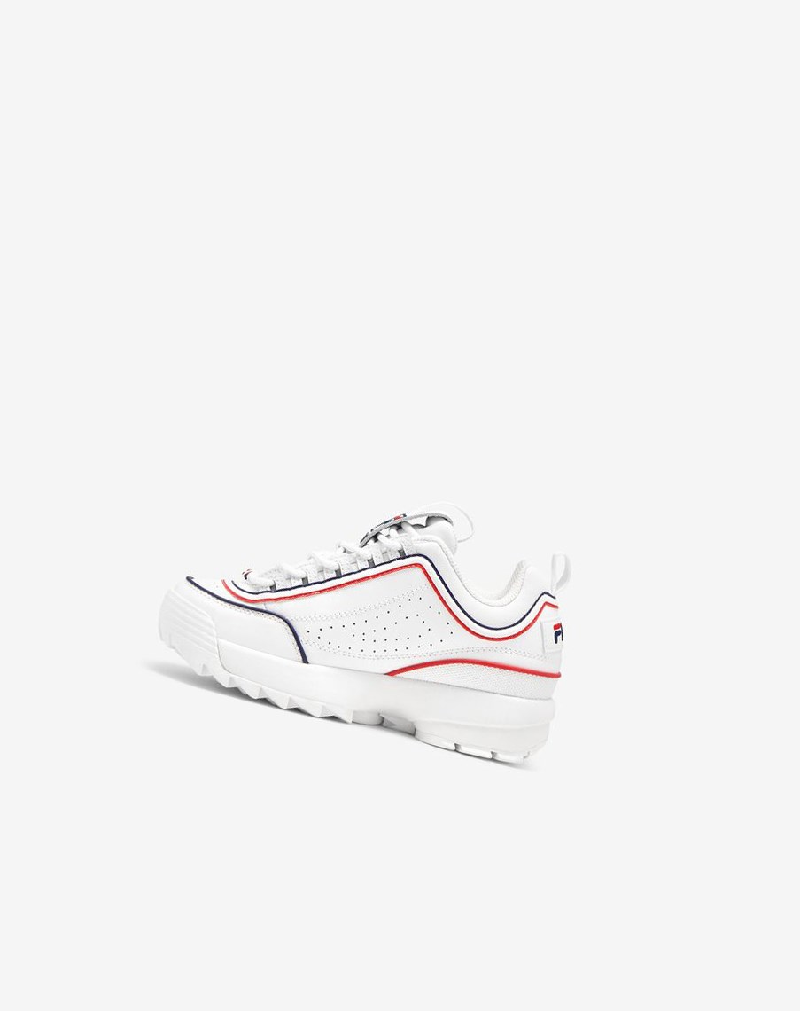 Fila Disruptor 2 Contrast Piping Sneakers Blancas Azul Marino Rojas | 02WQZXBFJ