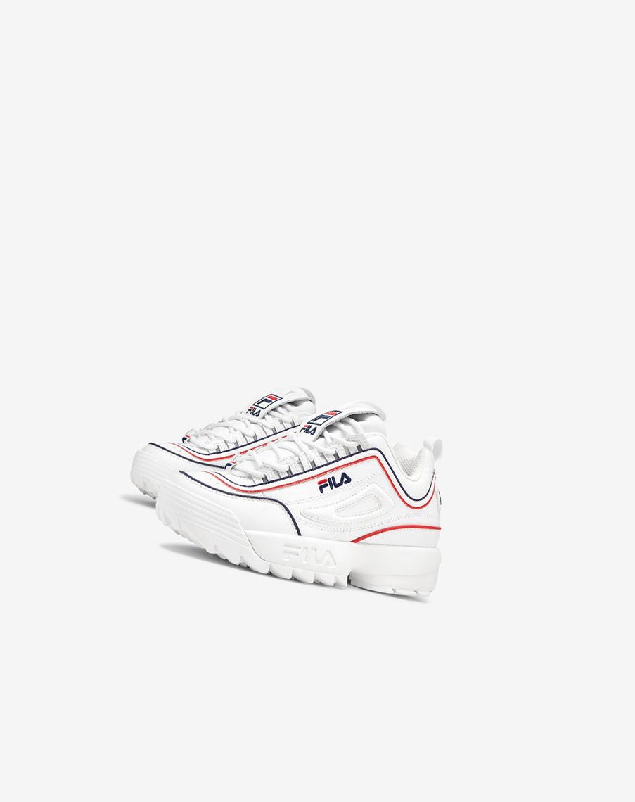 Fila Disruptor 2 Contrast Piping Sneakers Blancas Azul Marino Rojas | 02WQZXBFJ