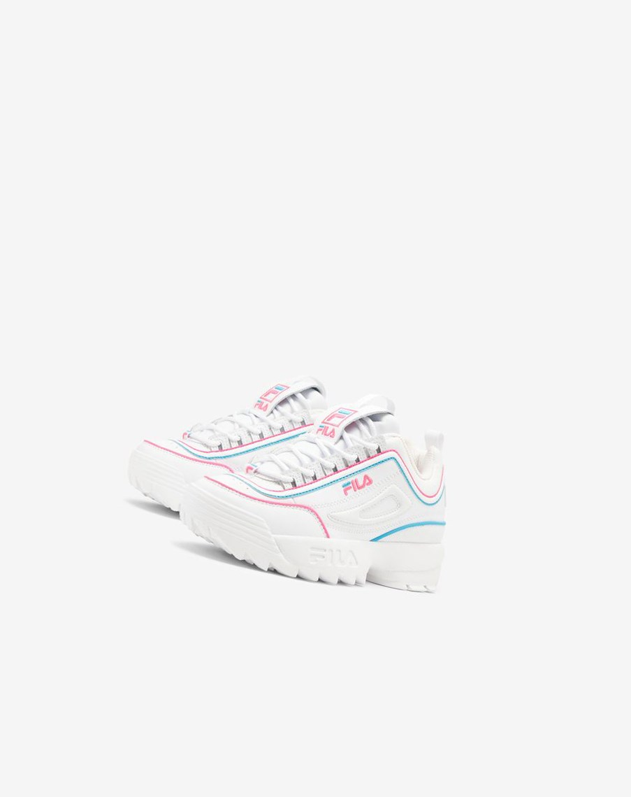 Fila Disruptor 2 Contrast Piping Sneakers Blancas Rosas Azules | 42TXUSONG