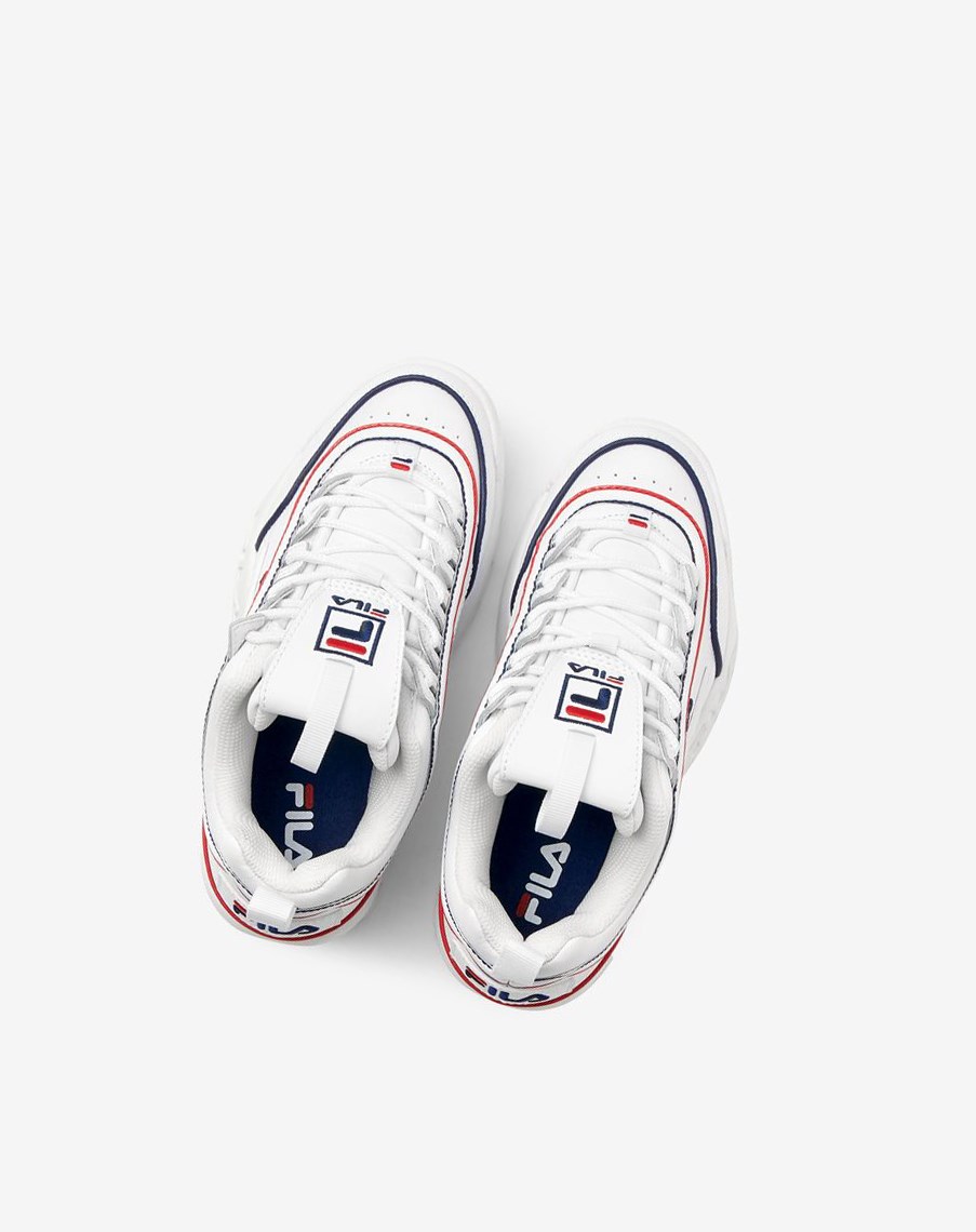 Fila Disruptor 2 Contrast Piping Sneakers Blancas Azul Marino Rojas | 63OPLRGMF