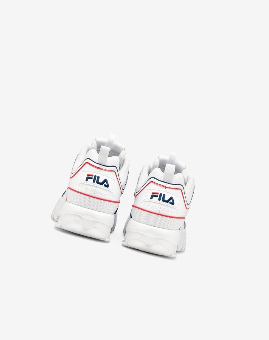 Fila Disruptor 2 Contrast Piping Sneakers Blancas Azul Marino Rojas | 64MLBXPQT