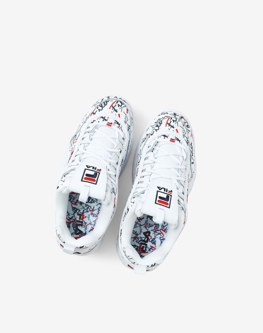 Fila Disruptor 2 Graffiti Sneakers Blancas Azul Marino Rojas | 96ZBEAVCP