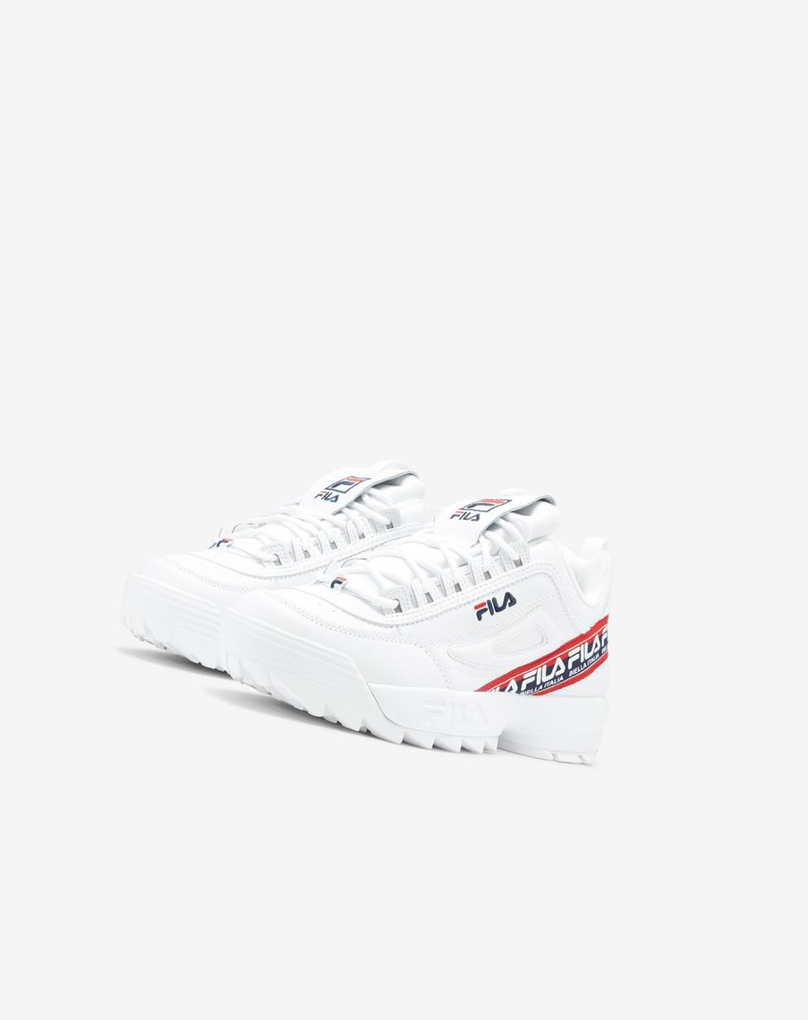 Fila Disruptor 2 Premium Logo Tape Sneakers Blancas Azul Marino Rojas | 60HZMBKDX