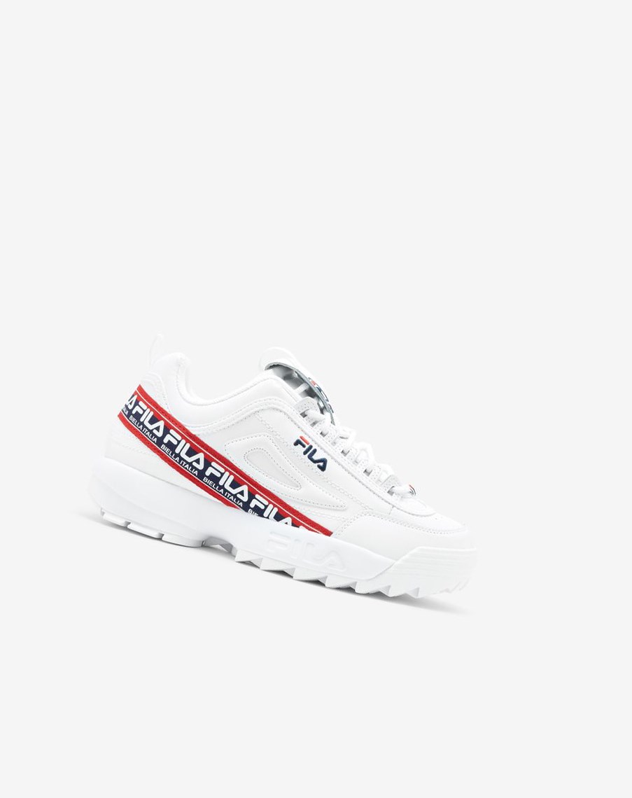 Fila Disruptor 2 Premium Logo Tape Sneakers Blancas Azul Marino Rojas | 60HZMBKDX