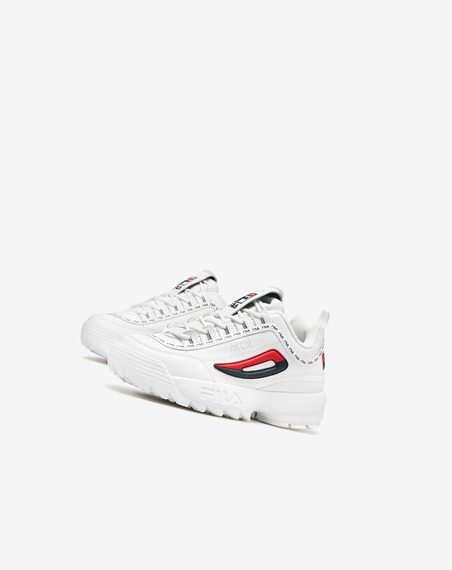 Fila Disruptor 2 Premium Repeat Fornido Sneakers Blancas Azul Marino Rojas | 39SRHDLTB