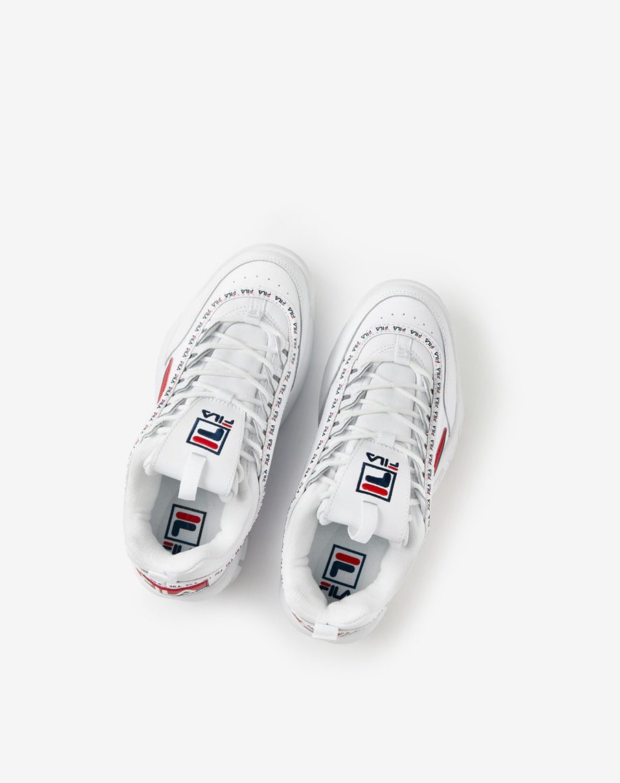 Fila Disruptor 2 Premium Repeat Fornido Sneakers Blancas Azul Marino Rojas | 39SRHDLTB