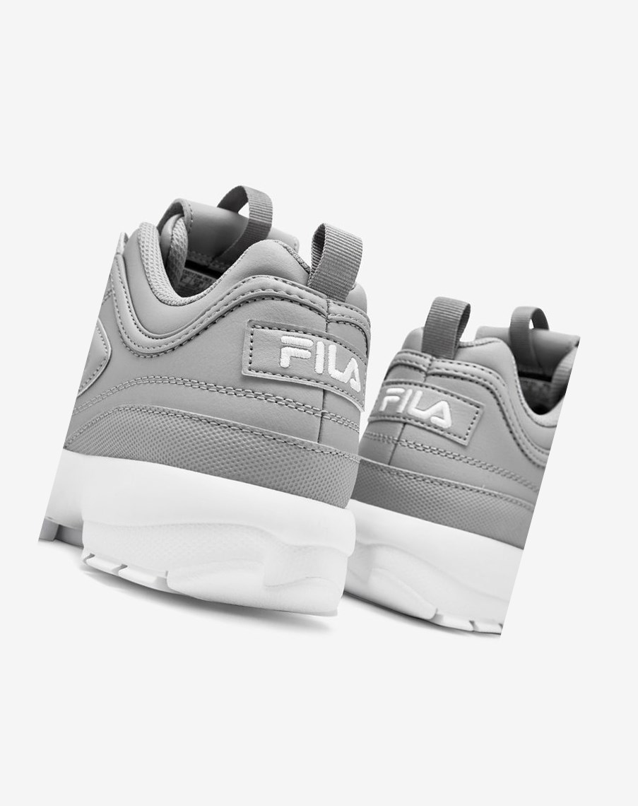 Fila Disruptor 2 Premium Sneakers Plateadas Blancas Blancas | 07HLIZBFX