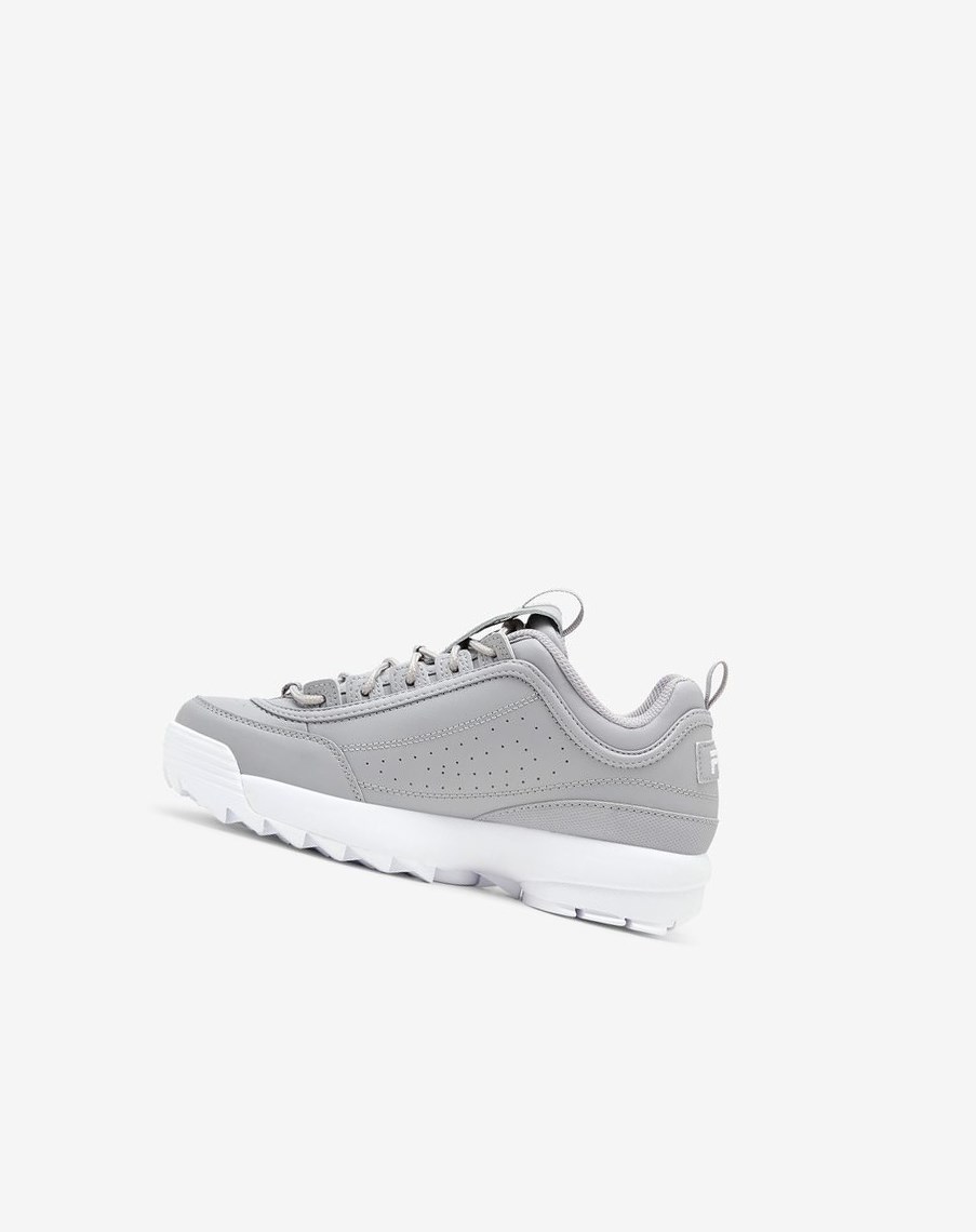 Fila Disruptor 2 Premium Sneakers Plateadas Blancas Blancas | 07HLIZBFX