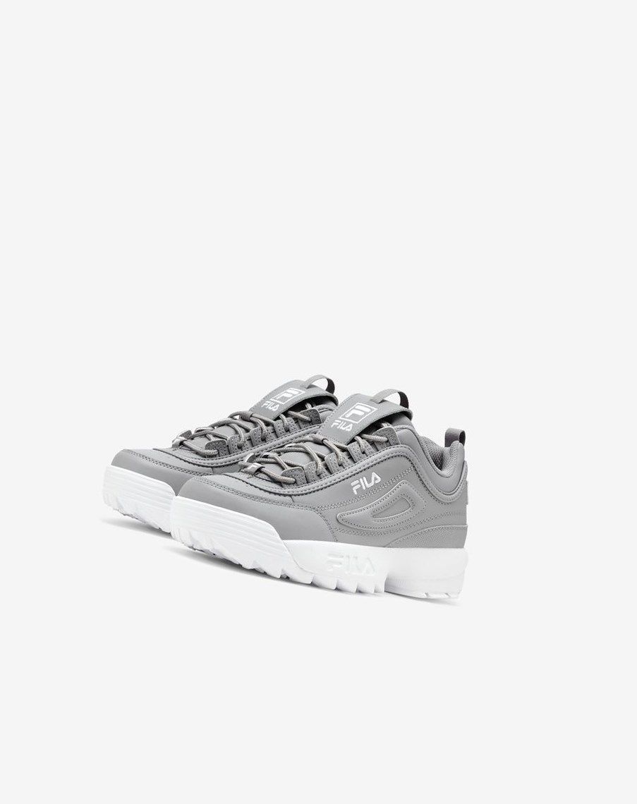 Fila Disruptor 2 Premium Sneakers Plateadas Blancas Blancas | 07HLIZBFX