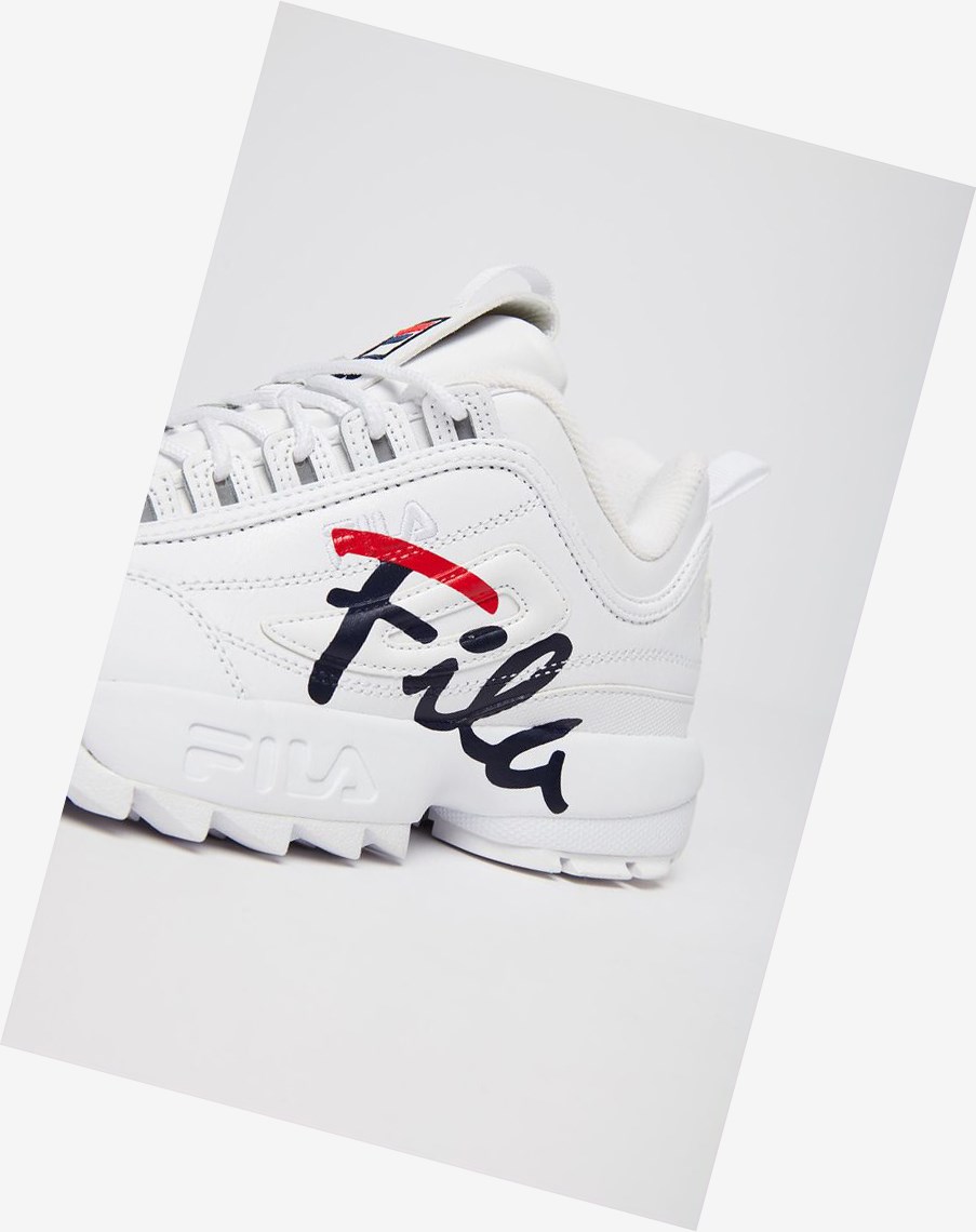 Fila Disruptor 2 Script Sneakers Wht/Fnvy/Fred | 96ZPNCBXT