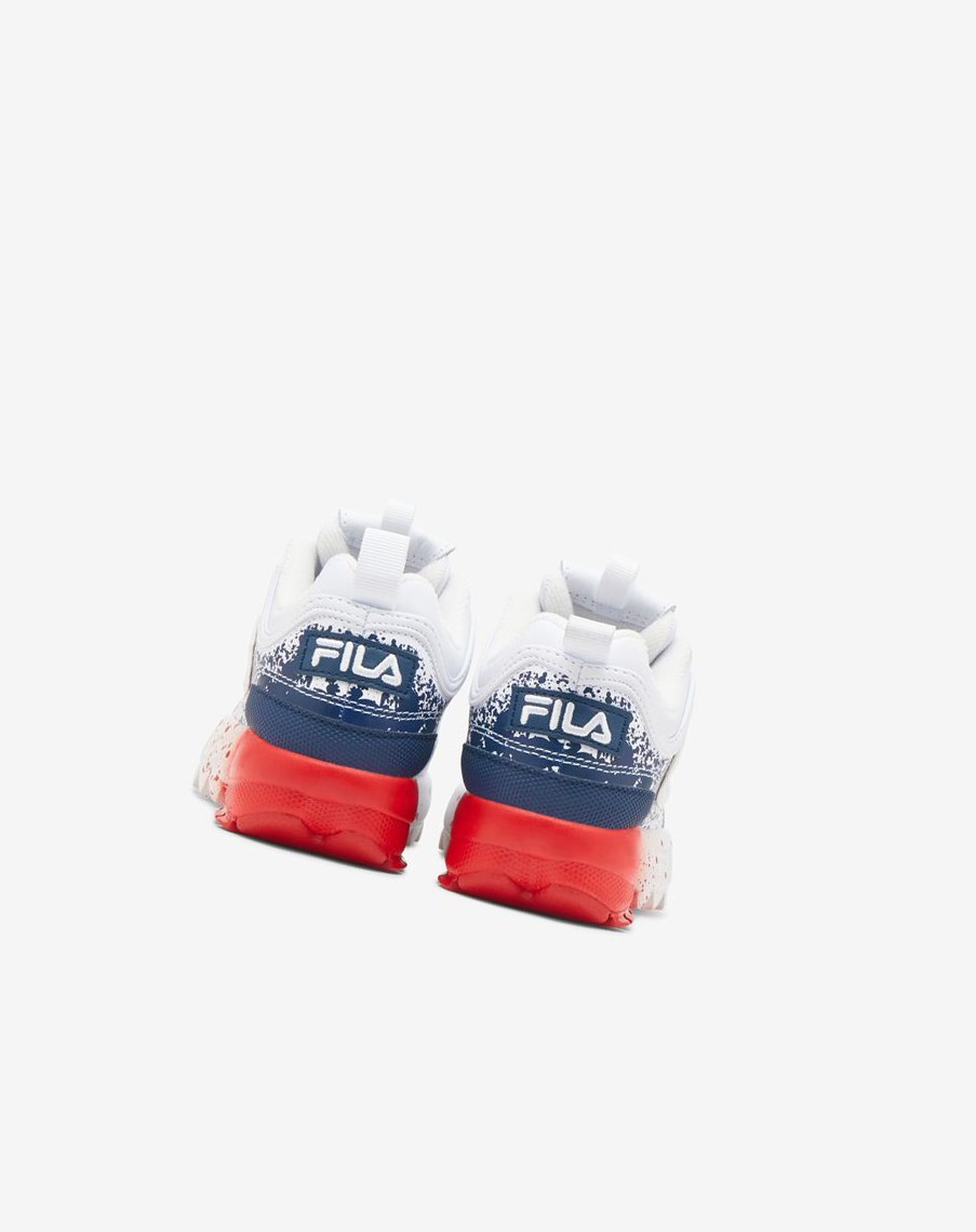 Fila Disruptor 2 Splatter Sneakers Blancas Azul Marino Rojas | 09FTKLQUI