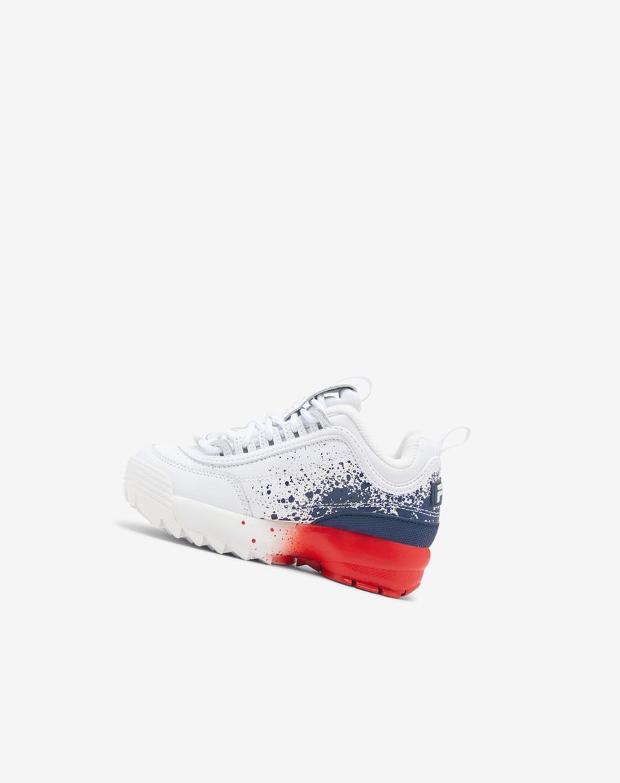 Fila Disruptor 2 Splatter Sneakers Blancas Azul Marino Rojas | 09FTKLQUI