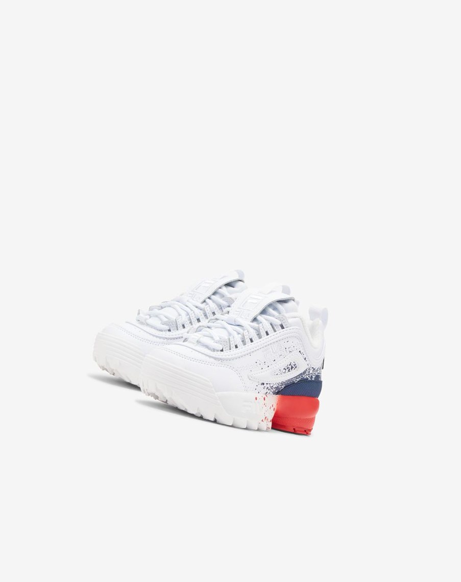 Fila Disruptor 2 Splatter Sneakers Blancas Azul Marino Rojas | 09FTKLQUI