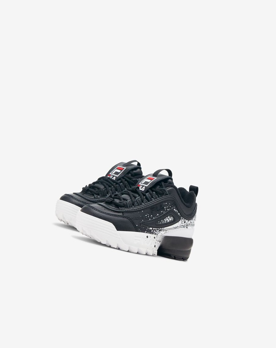 Fila Disruptor 2 Splatter Sneakers Negras Negras Blancas | 43PQNJYUE