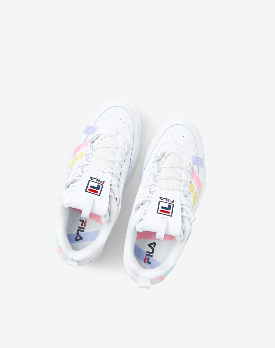 Fila Disruptor 2 Stripe Sneakers Blancas Azules | 01URMHWFC