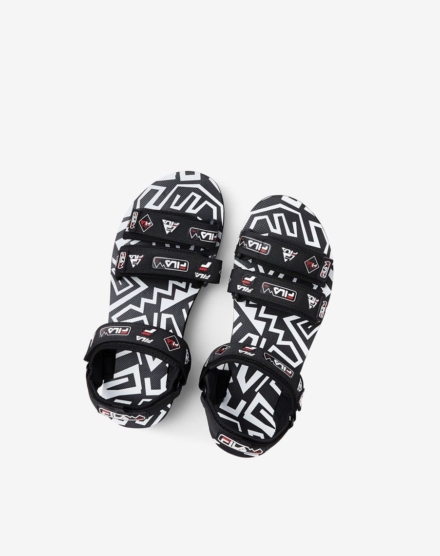 Fila Drifter Dns '90s Chanclas Sandals Negras Blancas Rojas | 68BIOXNWF