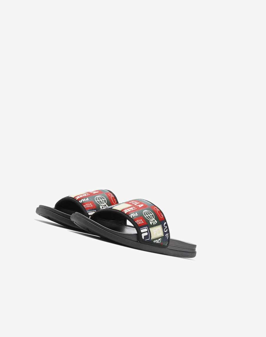 Fila Drifter Lux Patchwork Chanclas Sandals Negras Rojas | 05UHBSTNK