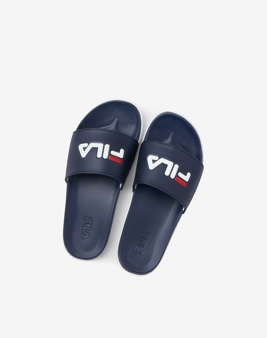 Fila Drifter Luxe Chanclas Sandals Azul Marino Azul Marino Blancas | 15QRFCVDK