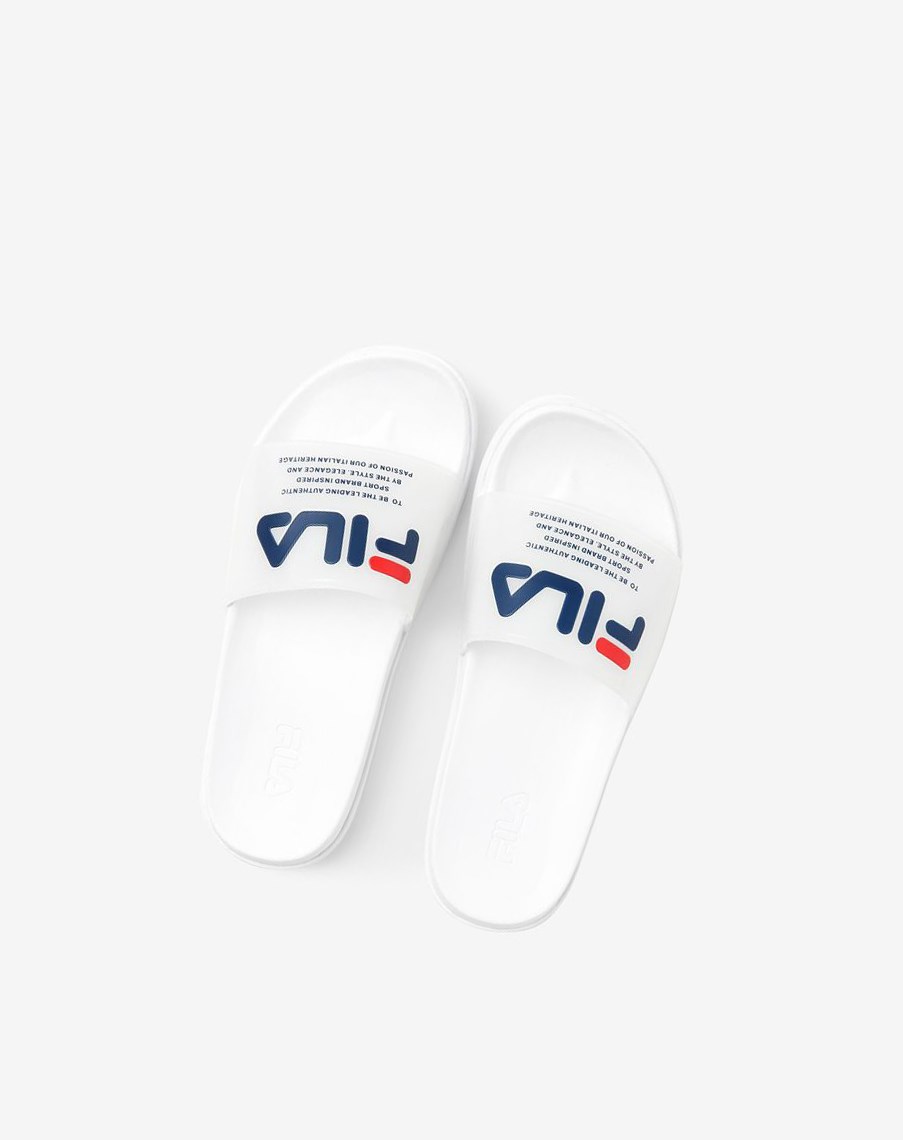 Fila Drifter Luxe Clear Chanclas Sandals Blancas Azul Marino Rojas | 16BYAQSCR