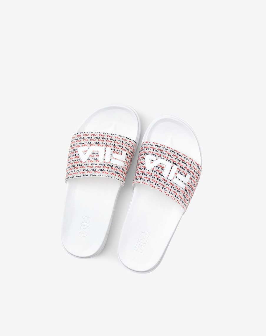 Fila Drifter Luxe Repeat Chanclas Sandals Blancas Azul Marino Rojas | 30PAFHQOC