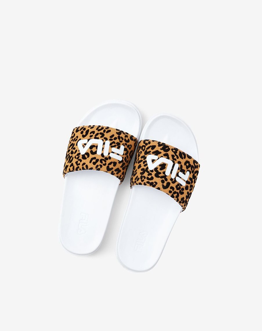 Fila Drifter Luxe Wild Chanclas Sandals Blancas Blancas Leopardo | 06UEMBTHI