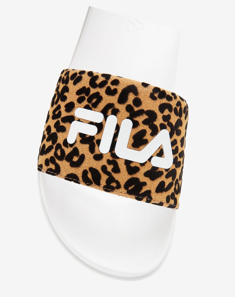 Fila Drifter Luxe Wild Chanclas Sandals Blancas Blancas Leopardo | 06UEMBTHI