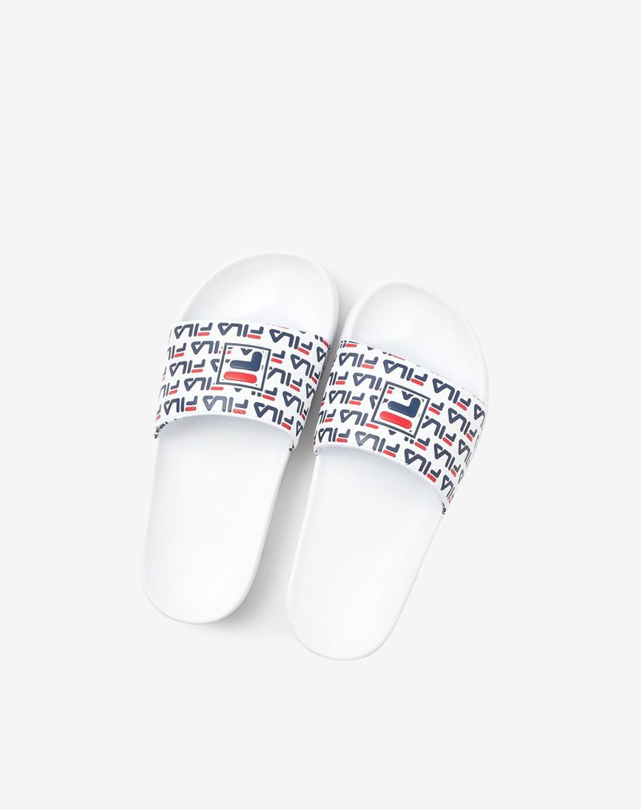 Fila Drifter Mood 2 Chanclas Sandals Blancas Azul Marino Rojas | 63UCOWMBF