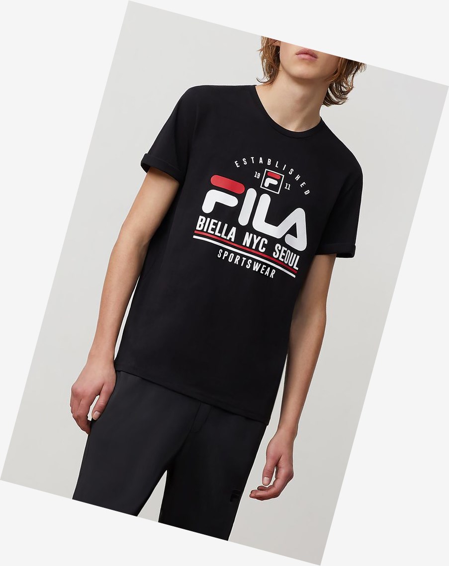 Fila Erico Estampadas Tee Negras | 32IMXZEAQ