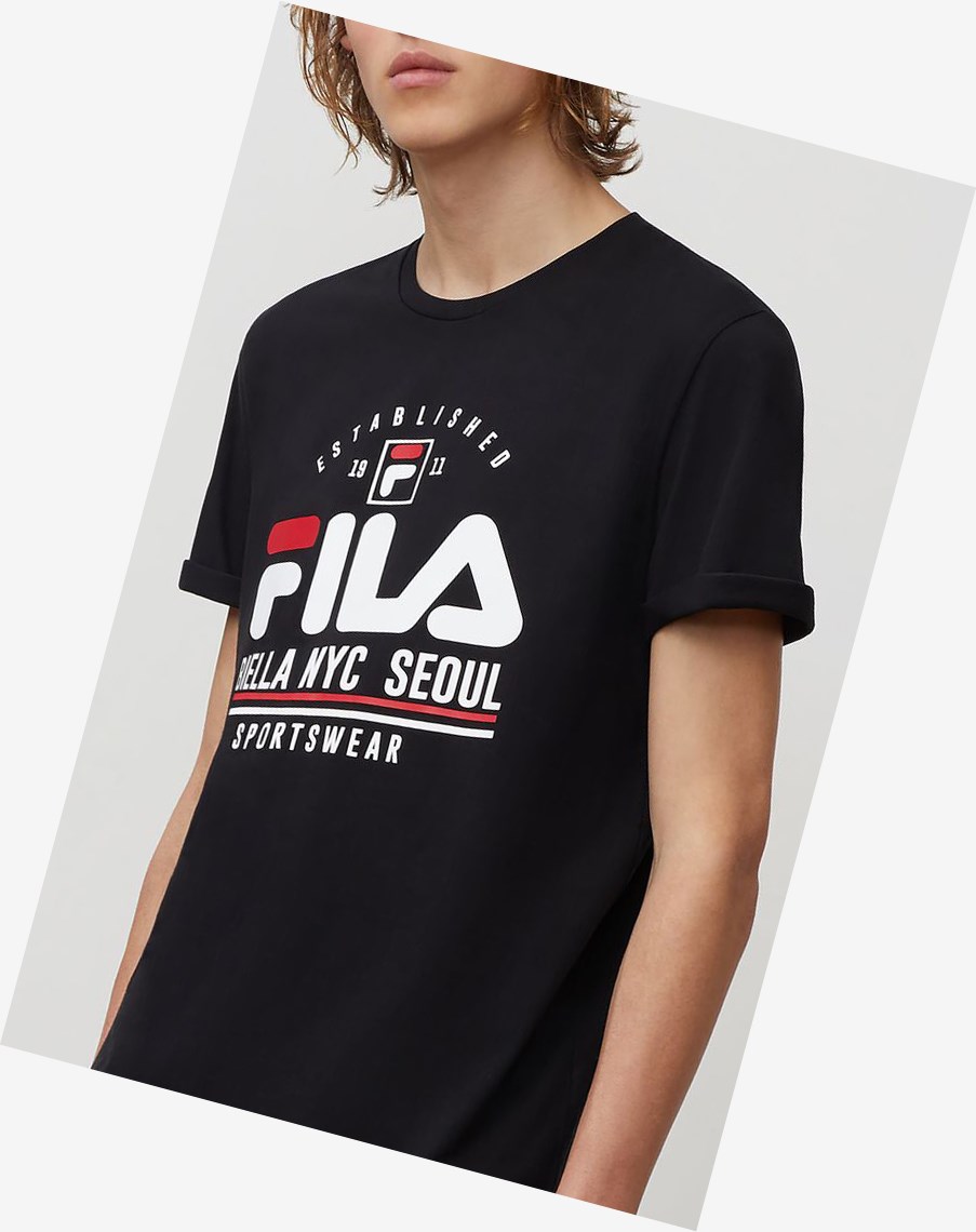 Fila Erico Estampadas Tee Negras | 67VRNKEUI