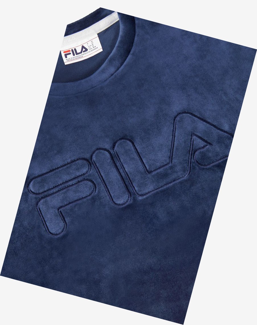 Fila Ewan 2 Velour Crew Peacoat | 68VJSLNAK