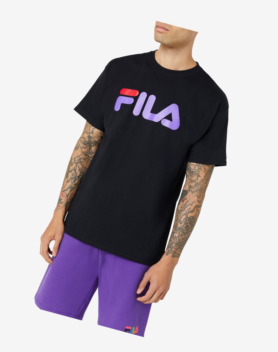 Fila Fila Logo Tee Negras Moradas Rojas | 05DFNSJMA