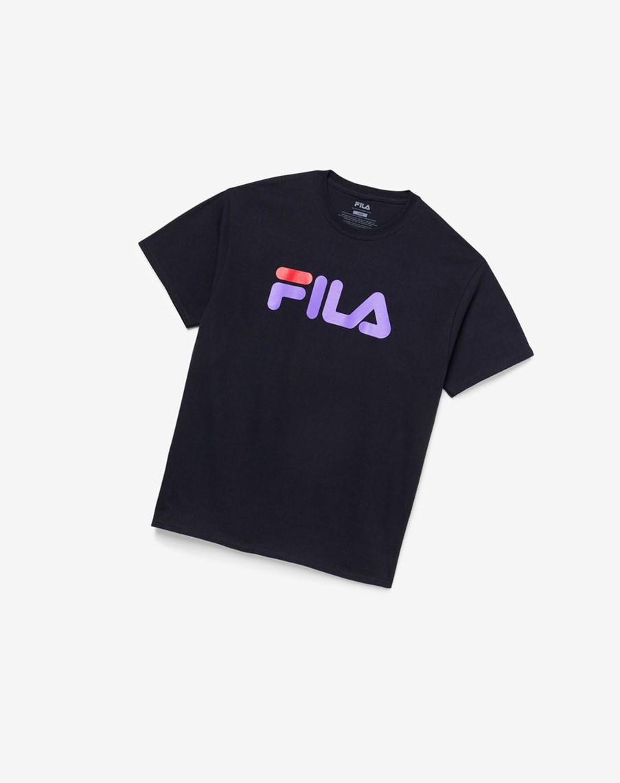 Fila Fila Logo Tee Negras Moradas Rojas | 71JORZQIF