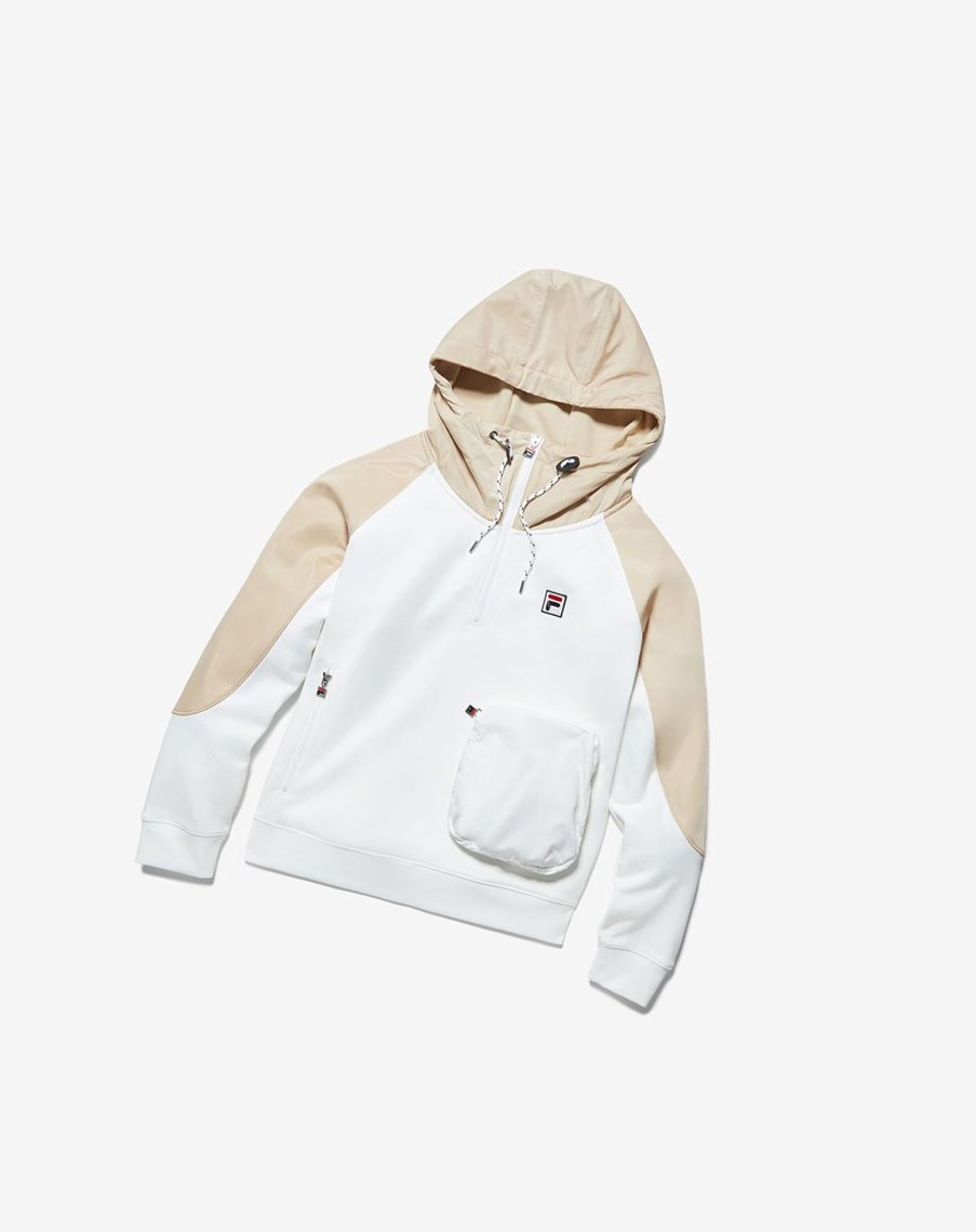 Fila Fila Milano 1/2 Zip Hoodie Fila Off-white | 28WFGMJNS