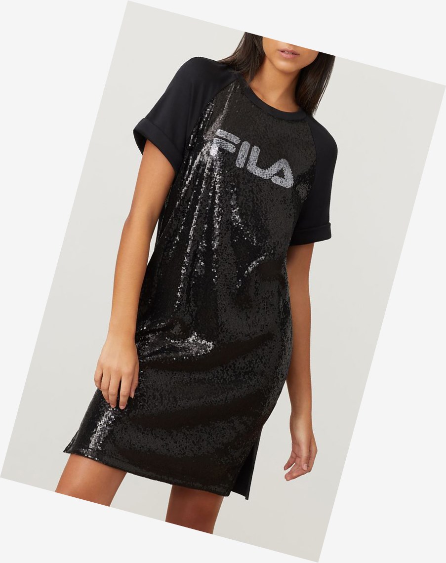 Fila Fila Milano Sequin Vestido Negras | 38EMGZRYA