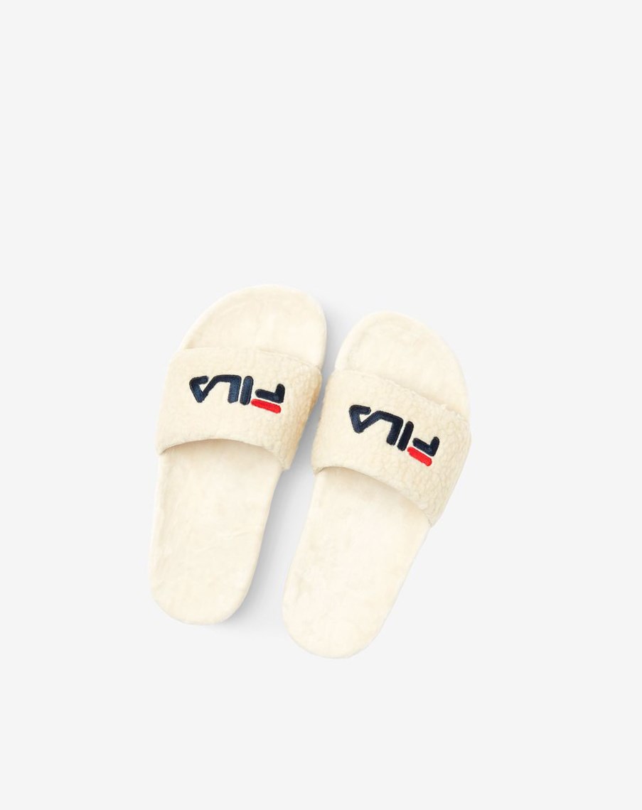 Fila Fuzzy Drifter Chanclas Sandals Creme Azul Marino Rojas | 46LZBFWAR