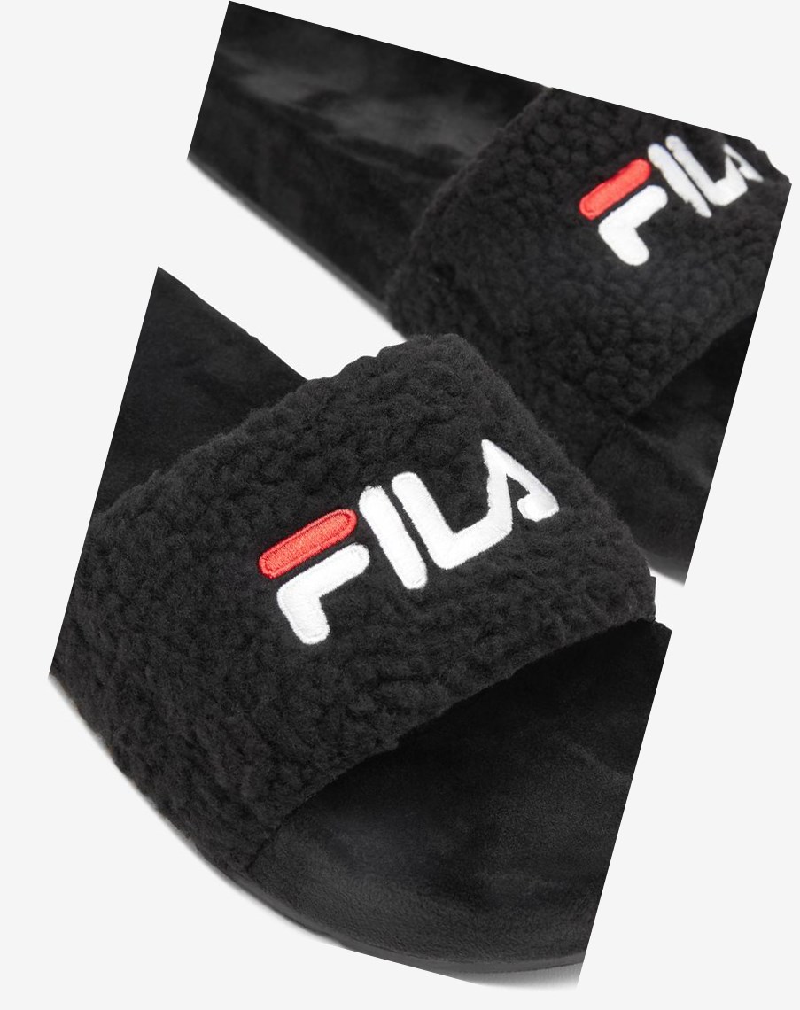 Fila Fuzzy Drifter Chanclas Sandals Negras Rojas Blancas | 49PKQRDHJ