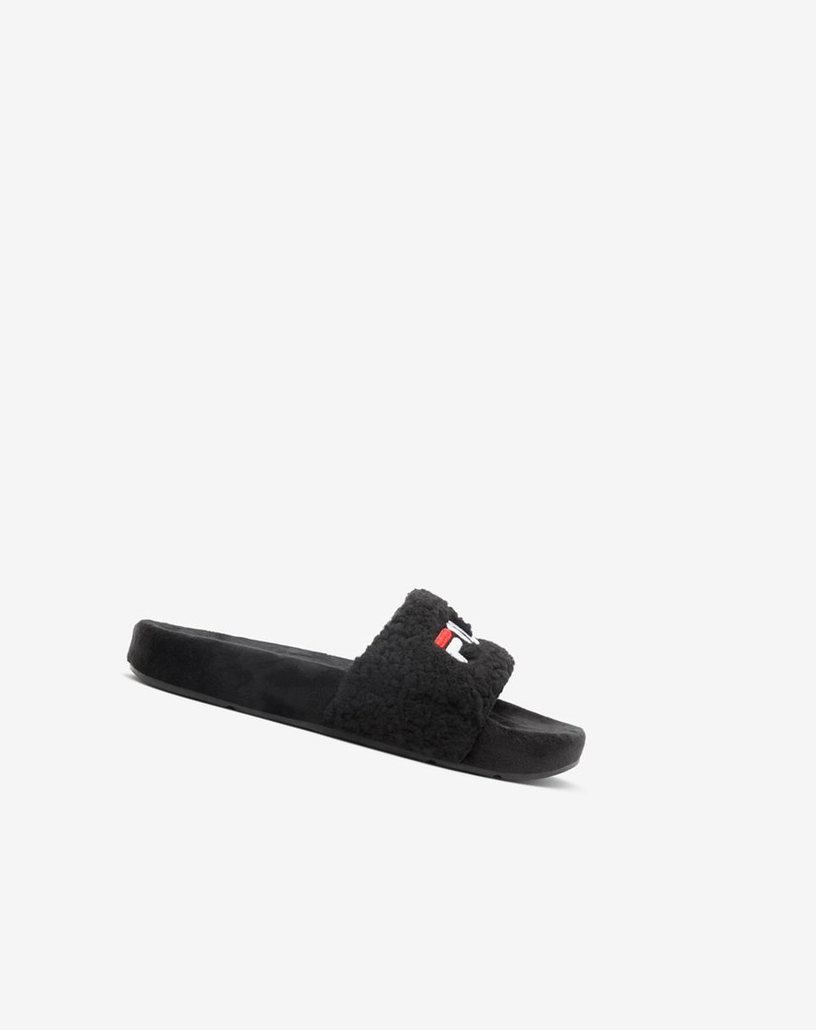 Fila Fuzzy Drifter Chanclas Sandals Negras Rojas Blancas | 49PKQRDHJ