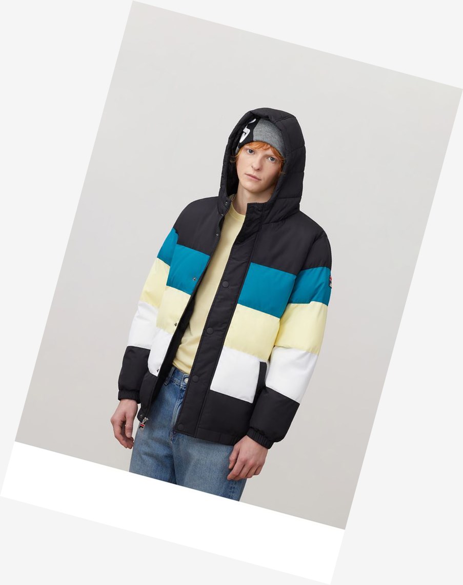 Fila Giovanni Puffa Jacket Blk/Hblu/Gfus | 67SCHAOYT