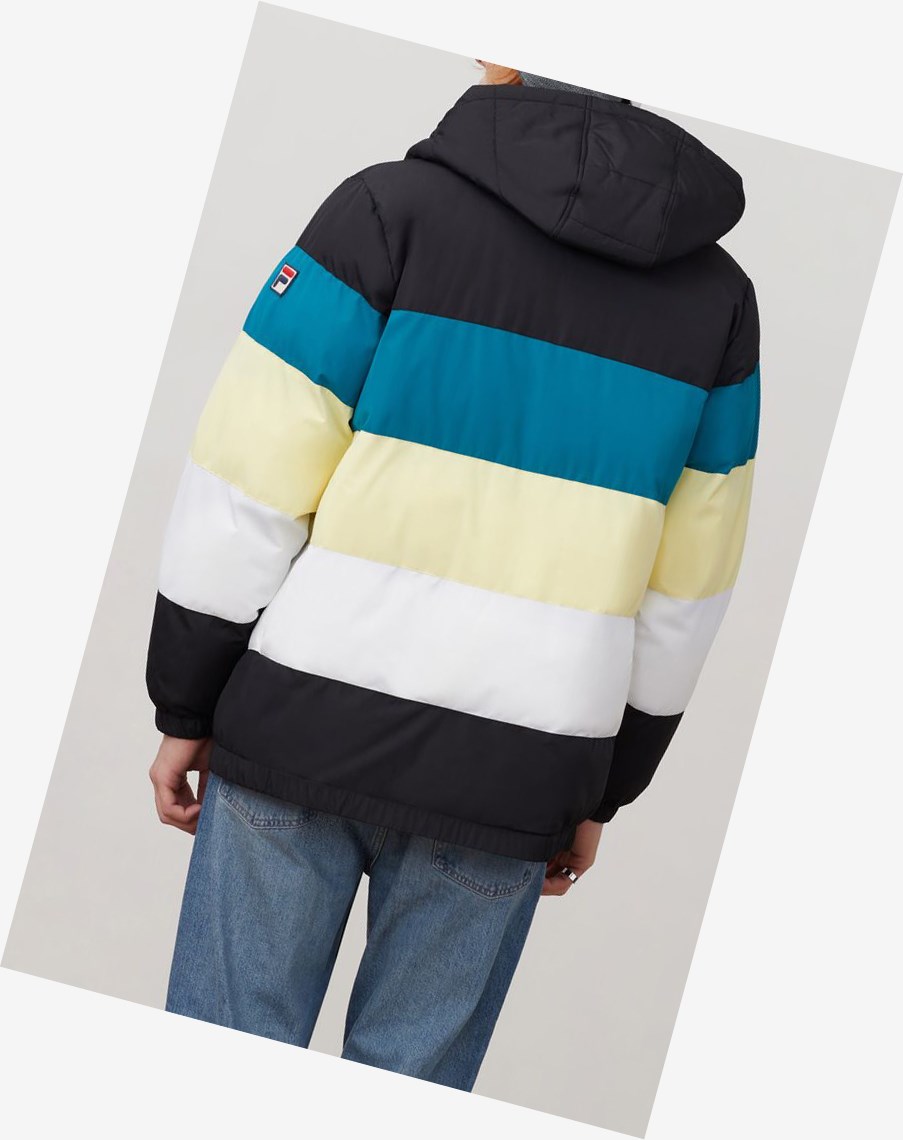 Fila Giovanni Puffa Jacket Blk/Hblu/Gfus | 67SCHAOYT