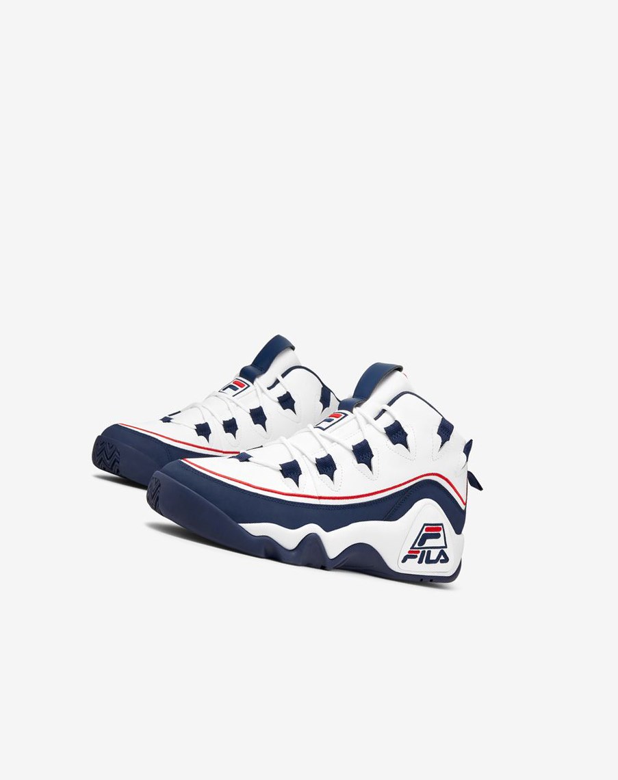 Fila Grant Hill 1 Offset Sneakers Blancas Azul Marino Rojas | 31YFWOKAC