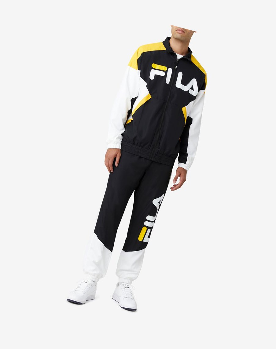 Fila Gustavo Pant Negras Blancas Amarillo | 14DUJLCEI