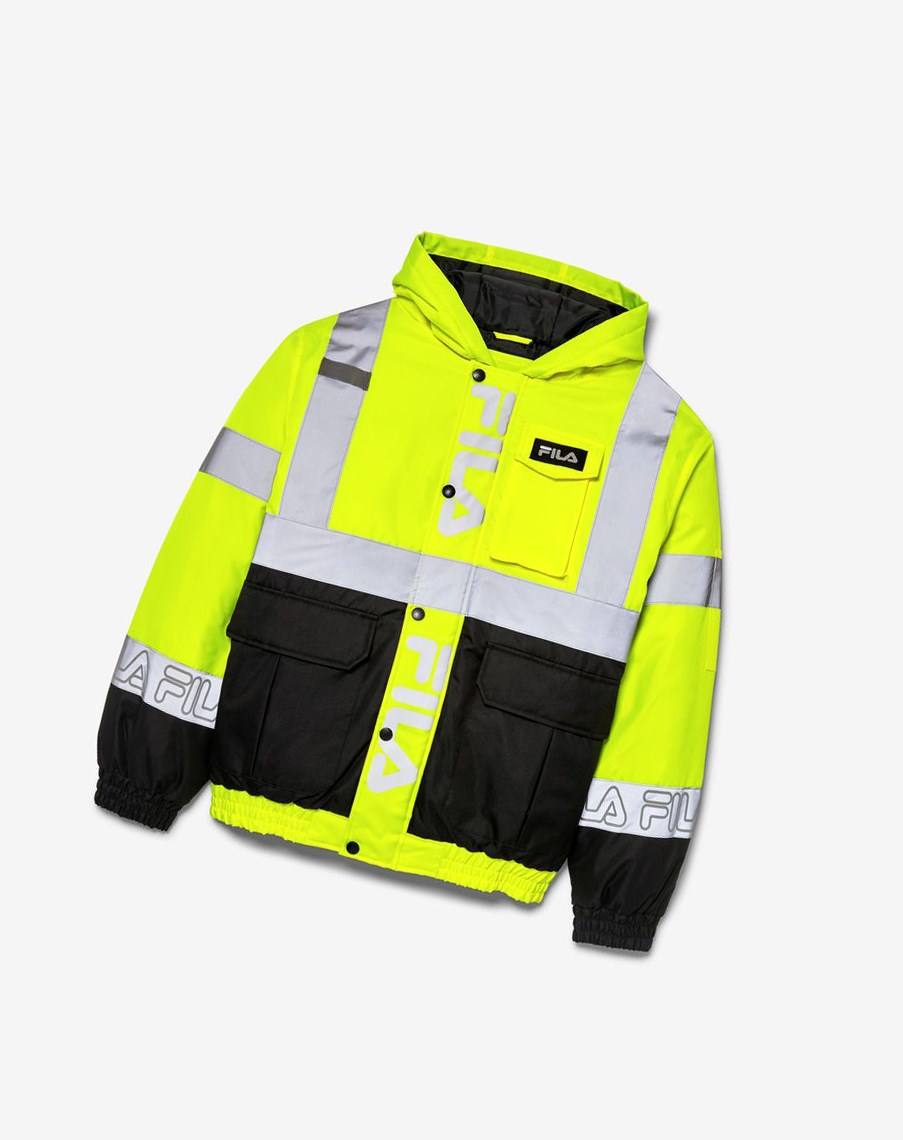 Fila High Visibility Encapuchado Bomber Jacket Amarillo | 08IPJMUYK