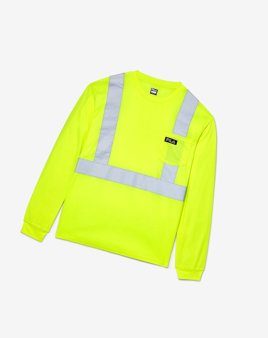 Fila High Visibility Long Sleeve Trabajo Shirt Amarillo | 61XNQEUMK