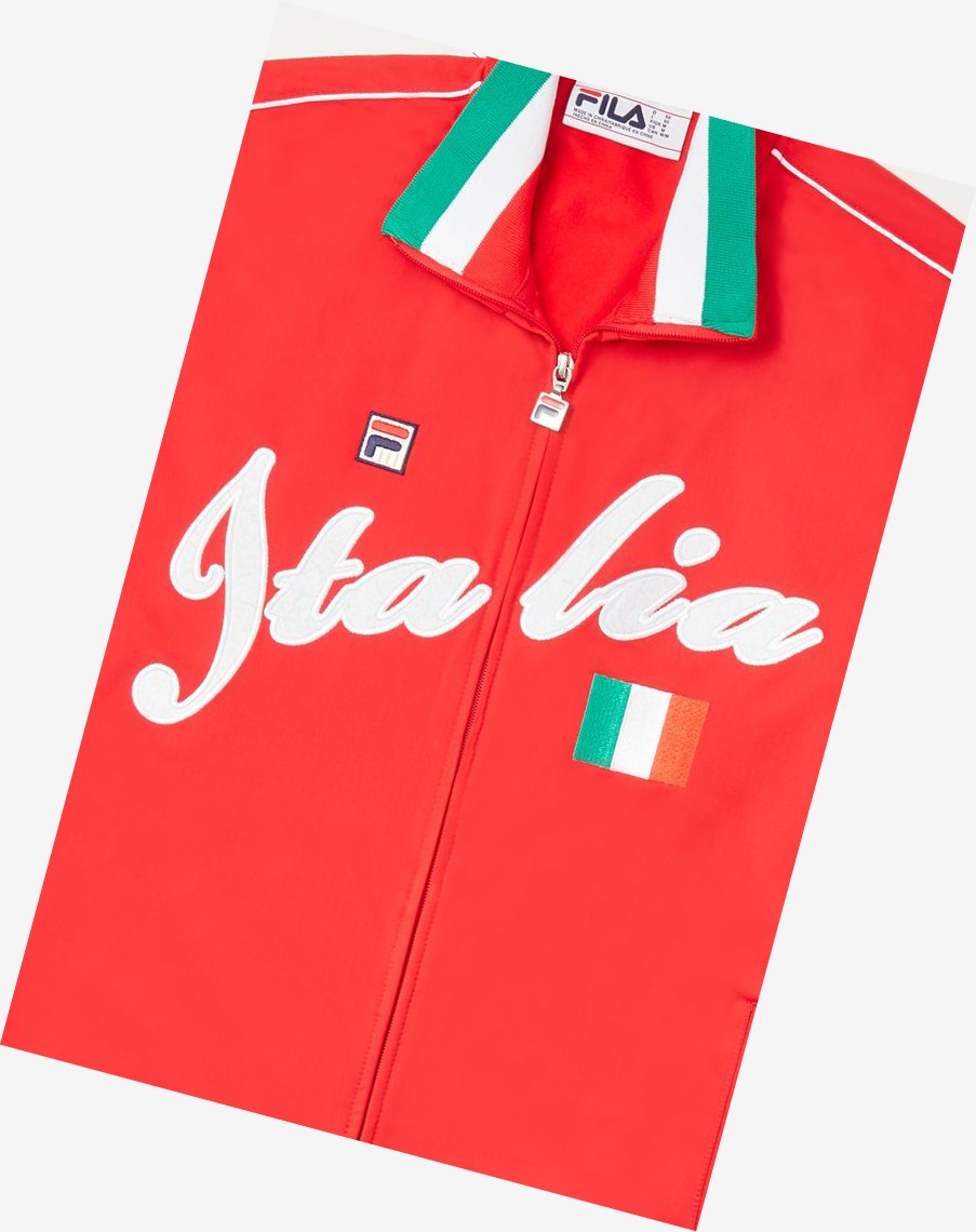 Fila Italia Pista Jacket Rojas Blancas | 10RYLFUJX