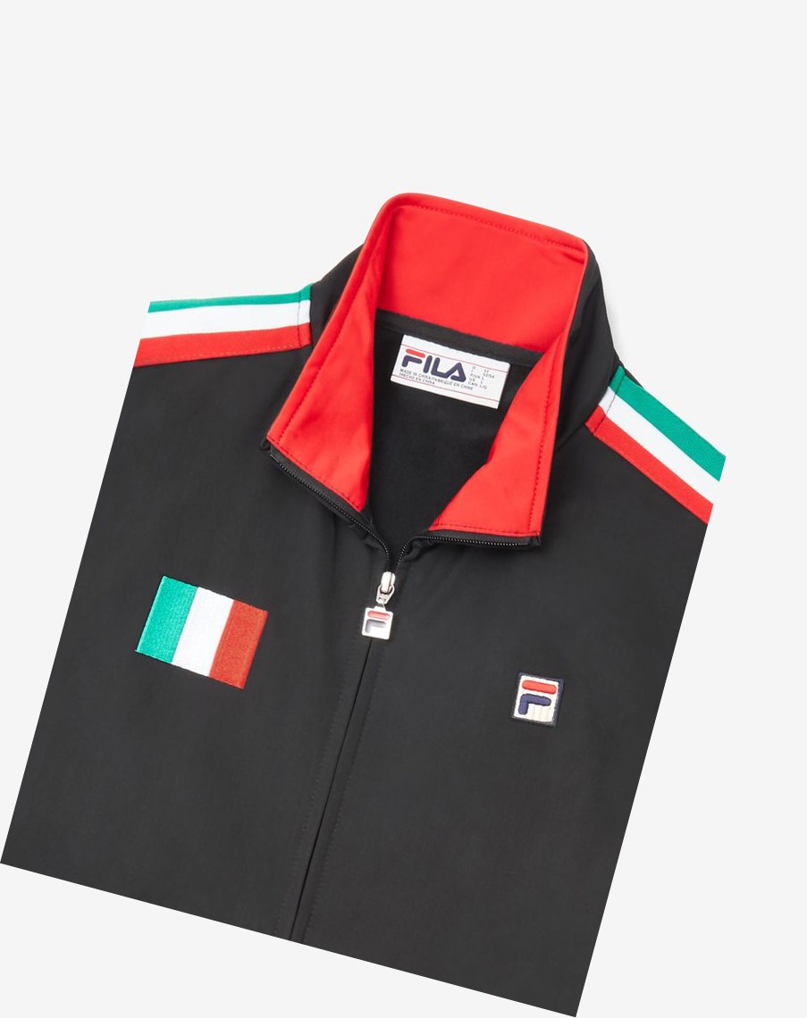 Fila Italy Pista Jacket Negras Rojas | 08KGRANCF