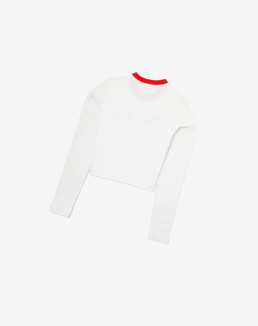 Fila Jaya Long Sleeve Crop Tee Blancas Rojas | 83NQHKWVI