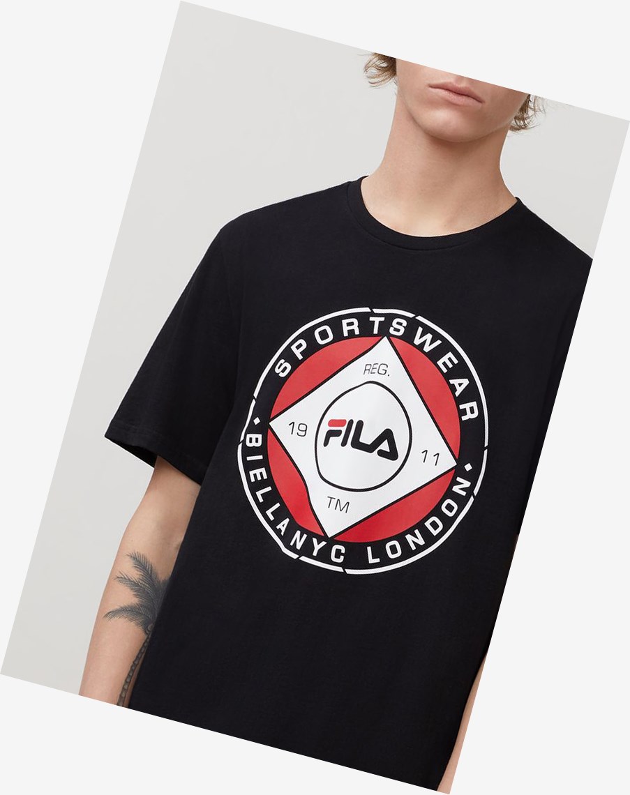 Fila Jordao Estampadas Tee Negras | 89YQPKMUG