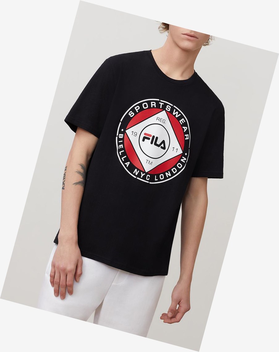 Fila Jordao Estampadas Tee Negras | 89YQPKMUG