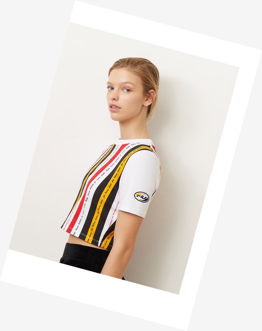 Fila Juana Crop Tee Wht/Blk/Cred/Gf | 32GTLIUFW